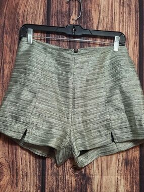 MINKPINK Metallic Silver High-Waist Woven Shorts Womens Size Small!